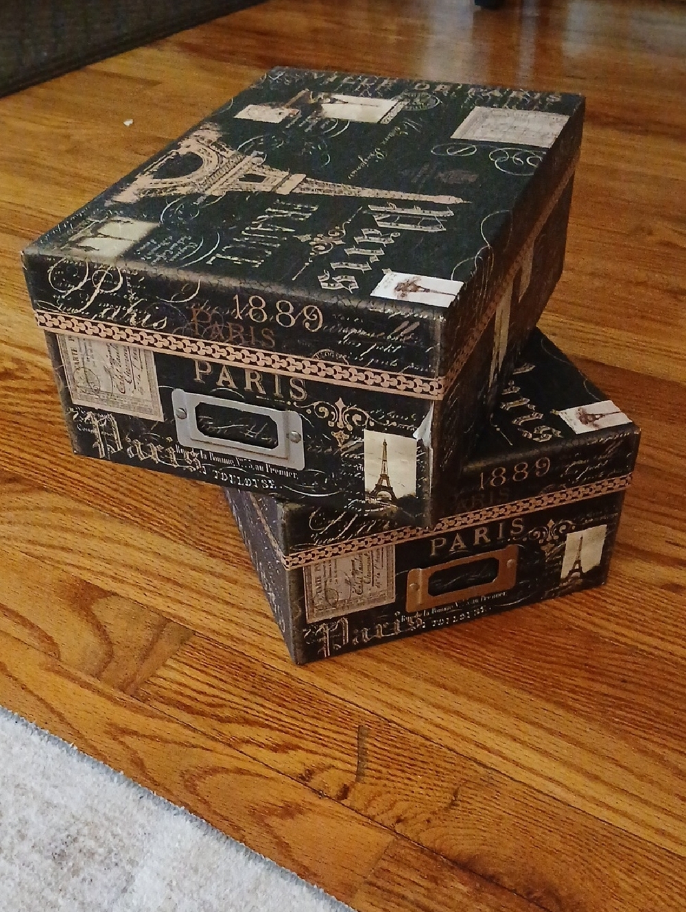 Paris Themed Decorative Storage Boxes - Black and Gold
